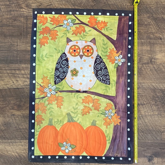 Outdoor Fall flag with Owl and pumpkin detail - Picture 1 of 5